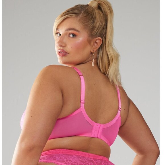 NWT Savage x Fenty Living in the Clouds Iridescent Lace Caged Demi Bra Pink 34DD - Picture 2 of 11